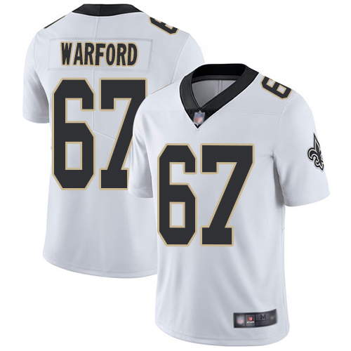 Men New Orleans Saints Limited White Larry Warford Road Jersey NFL Football #67 Vapor Untouchable Jersey->nfl t-shirts->Sports Accessory